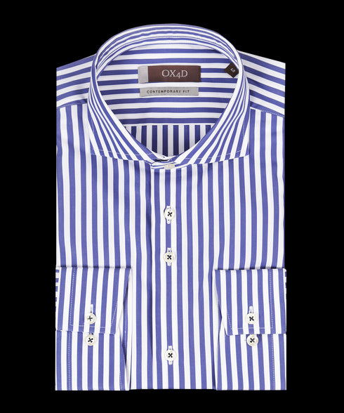 Blauw/wit gestreept overhemd